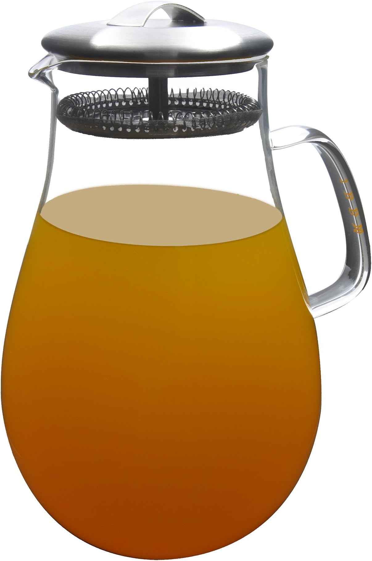 68 Oz Large Heat Resistant Glass Beverage Pitcher with Stainless Steel Lid - Borosilicate Water Carafe with Spout and Handle – Perfect for Homemade Juice & Iced Tea by IBBM