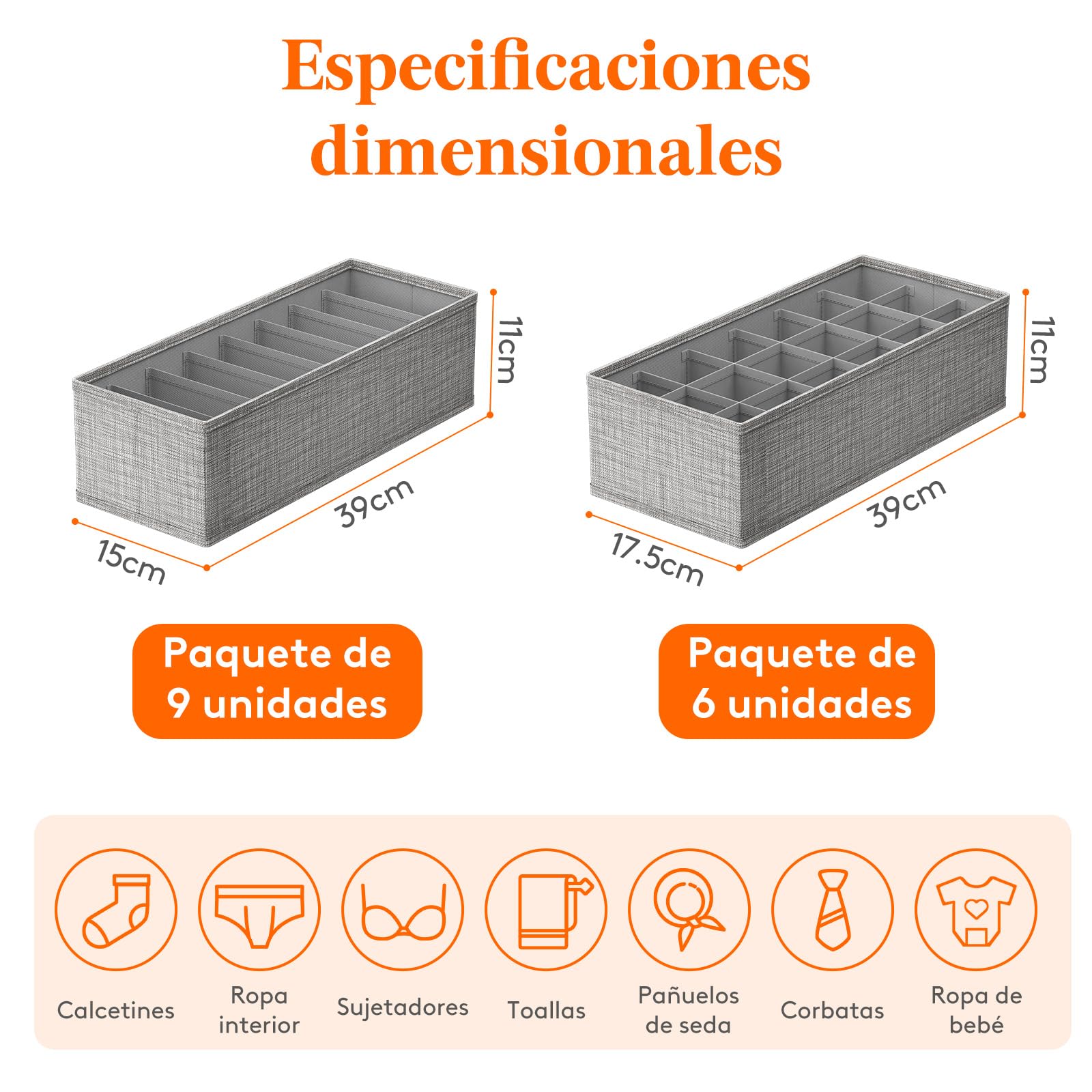 Lifewit Juego de 15 organizadores Hemnes para cómoda, cambiador con base estable, organizador de armario, cajones, sistema de organización para cambiadores, ropa infantil, calcetines, camisetas, ropa