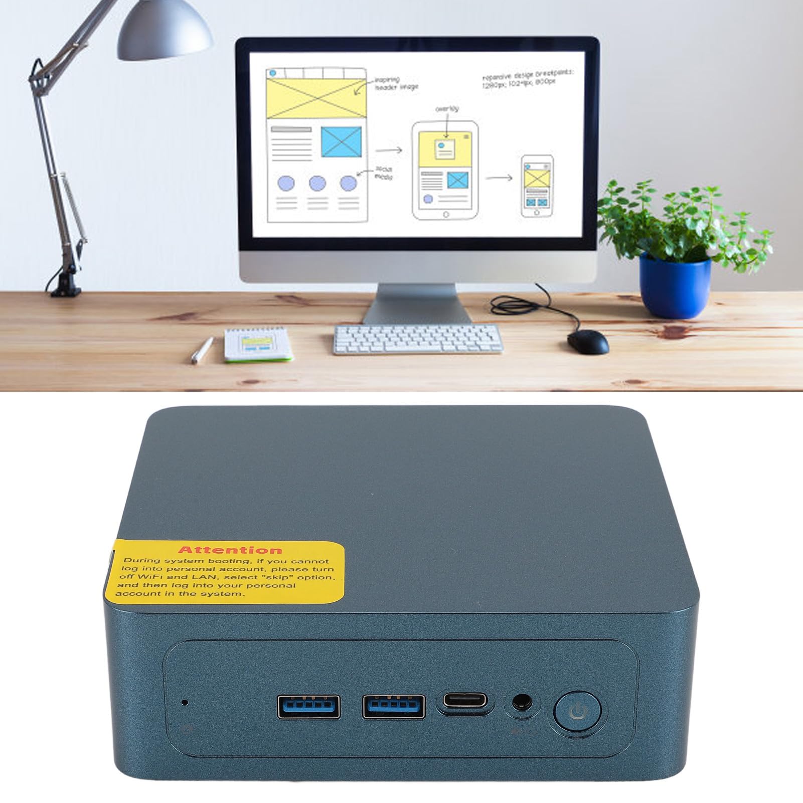Kompaktowy Komputer Stacjonarny, I3 1215U, 8 GB DDR4, 2666 MHz Wi Fi 6E, BT 5.2, Typ C, Podwójny Wyświetlacz, 2 X USB3.2, dla (Wtyczka UE 8 GB + 512 GB)