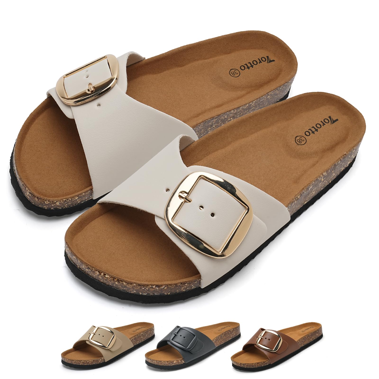 Torotto Pantoletten Damen Sandalen Latschen Schlappen Hausschuhe Bequeme Verstellbare Schnalle