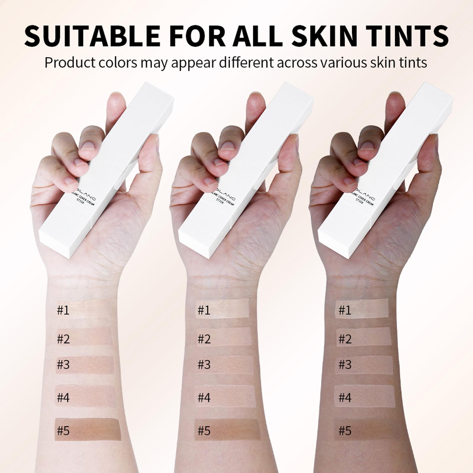 Foundation Stick, Color Changing Foundation Stick mit Pinsel - Farbwechsel Grundierung, Weiße Foundation mit Natürlicher bis Aufbaubarer Deckkraft, Wasserresistent für reife Haut, 13 g (#03Natur) - 4