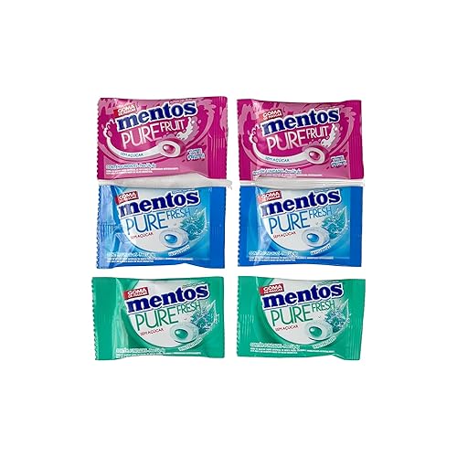 Mentos Pure Fresh - Goma de mascar sin azúcar con xilitol, importado (paquete de 6 mentos, pequeño)