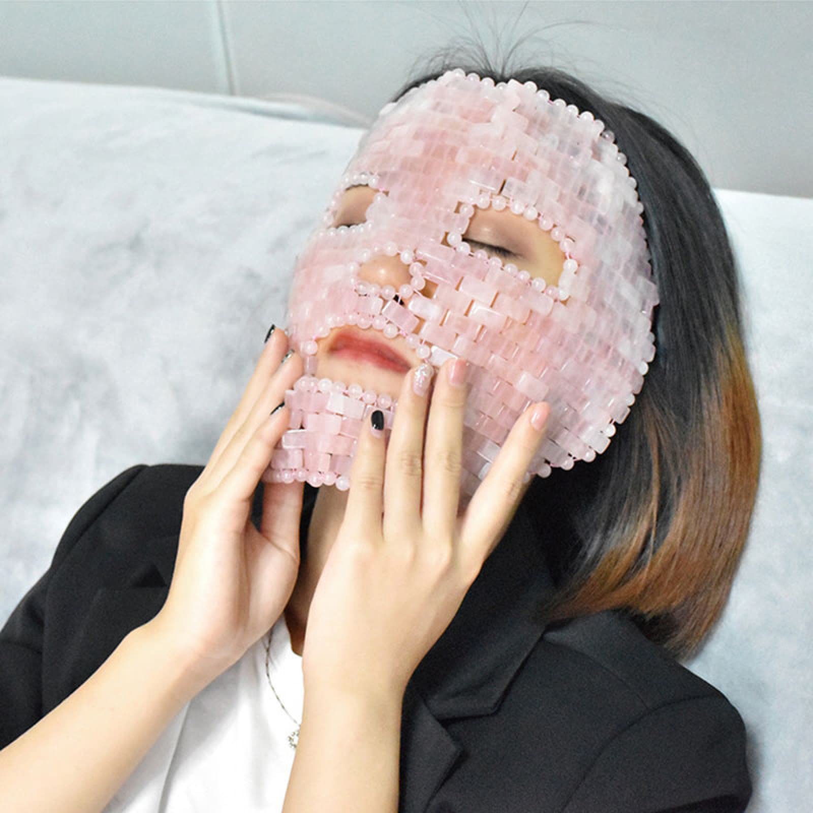 Gua sha stein, mascarilla facial de cuarzo rosa natural, piedra jade, masaje gua, cuidado los ojos for dormir, cristal, sin caja