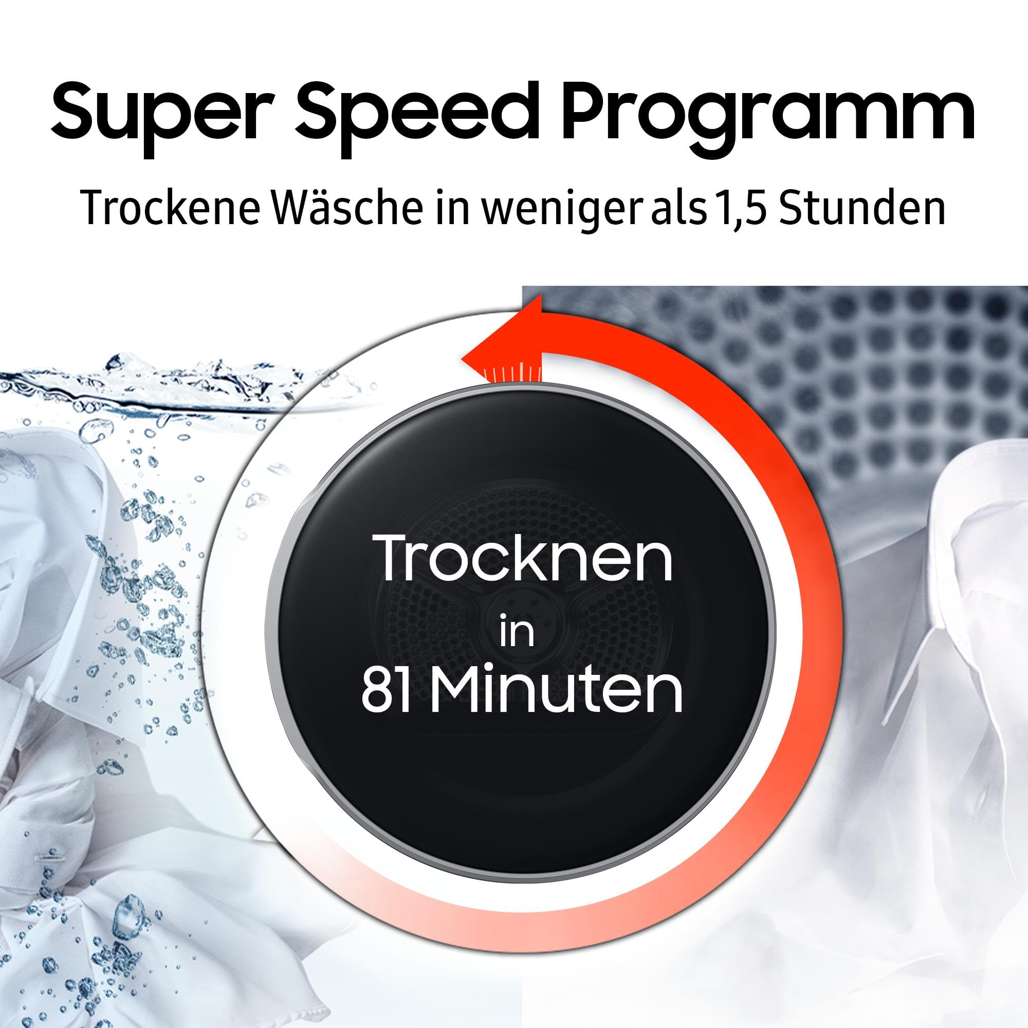 Samsung DV90DG6845LBU2 Wärmepumpentrockner DV6400D, 9 kg, EEK: A, AI Wäschetrockner mit Klartext-Display, AI Dry+ & Control, SuperSpeed, Hygiene Programm, SmartThings-App, Schwarz