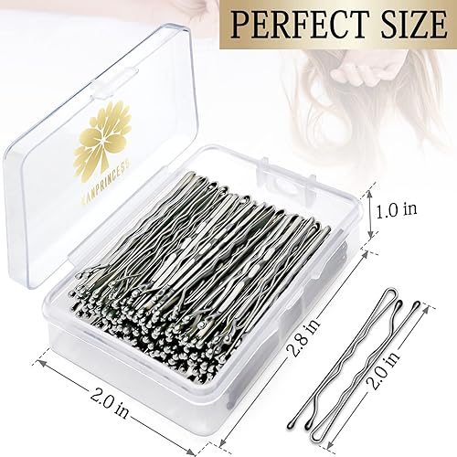 Miniatura 3 de KANPRINCESS Paquete de 200 pasadores Bobby, con caja de almacenamiento transparente, incluye 100 horquillas negras en forma de U de 2.4 pulgadas2.4