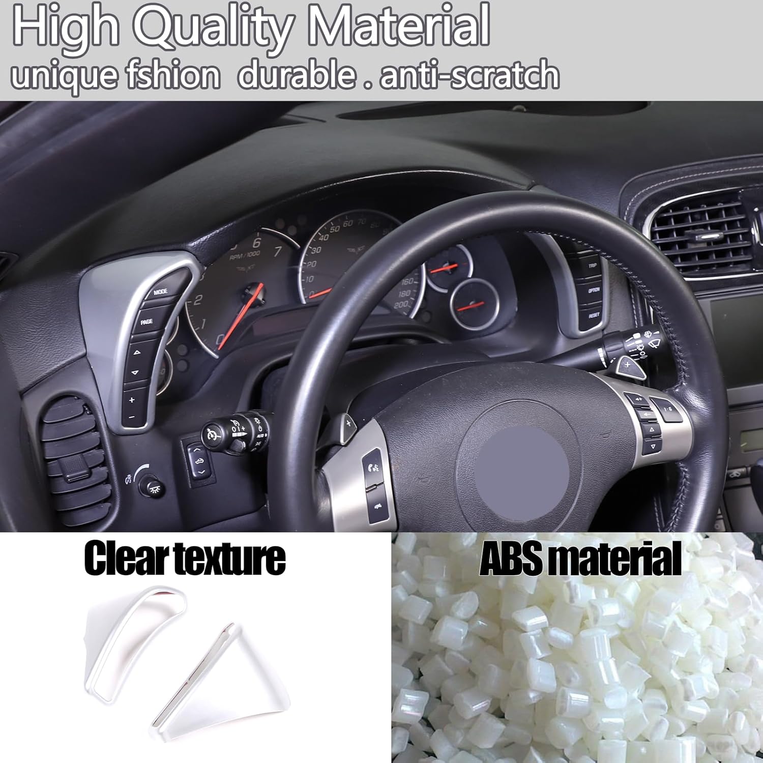Dashboard Button Cover Trim Compatible with Chevy Corvette C6 2005-2013, Speedometer Bezel Cover Trim Frame Interior Accessories(Silver)