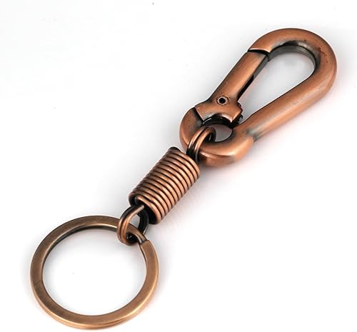 Miniatura 5 de Maycom Llavero simple de estilo retro resistente con forma de mosquetón, anillo para llaves, llavero, portallaves, S, Cobre