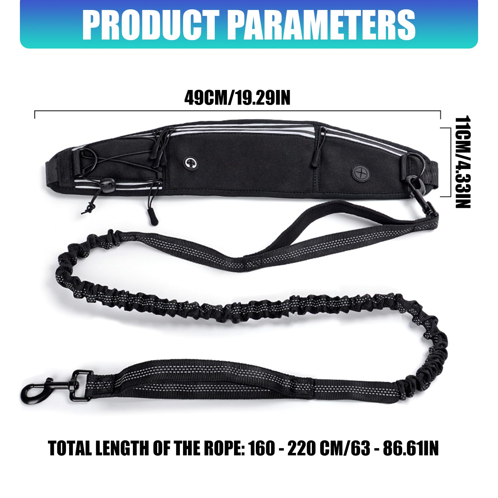 Ceinture de Laisse rotative Anti-Torsion pour Chien, avec Deux poignées et Ceinture réglable pour Grands Chiens, de Marche Ergonomique pour Chien