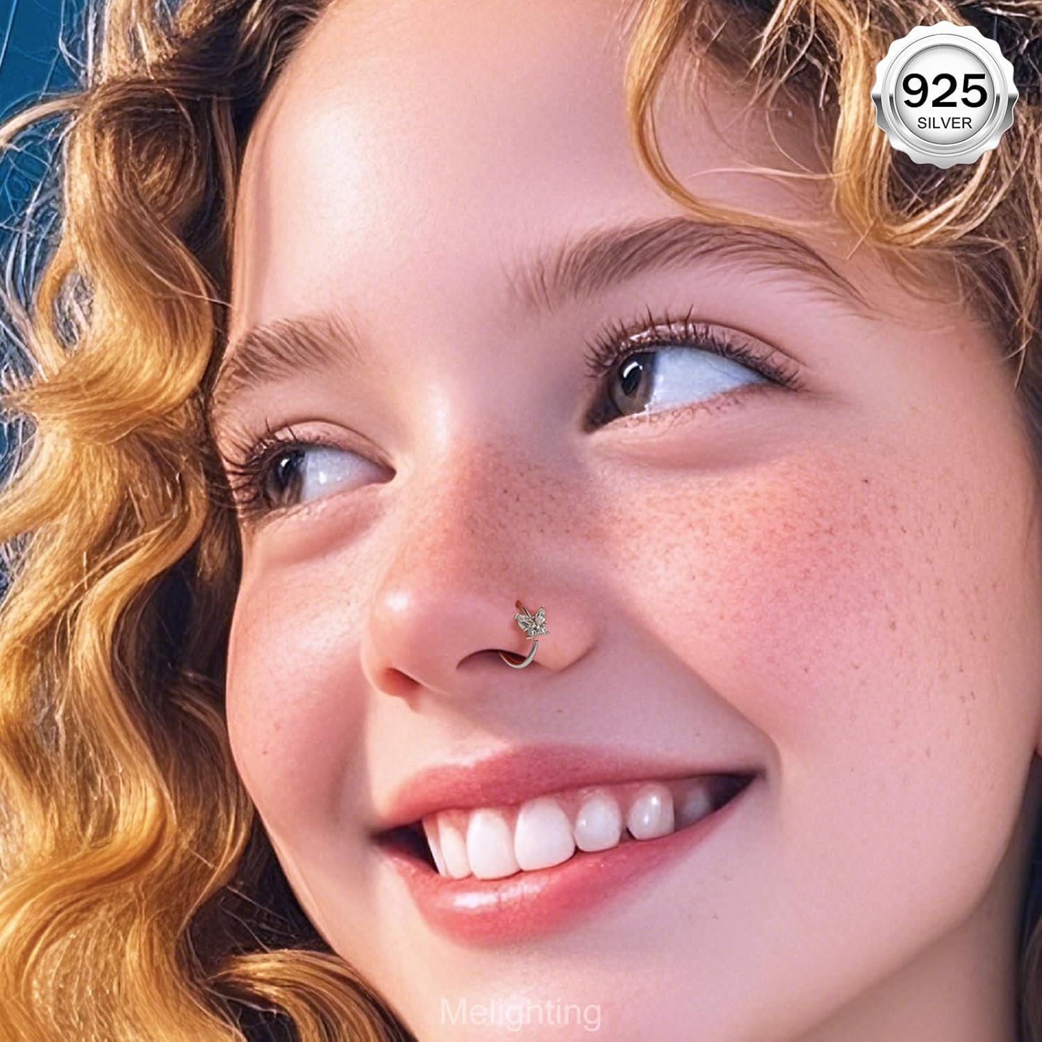 Melighting 20G Nose Ring Hoop 925 Sterling Silver Seamless Open Nose Piercing Dangle Heart Helix Earring Clear CZ 8 mm Cartilage Earring Nose Jewelry for Women - Image 7