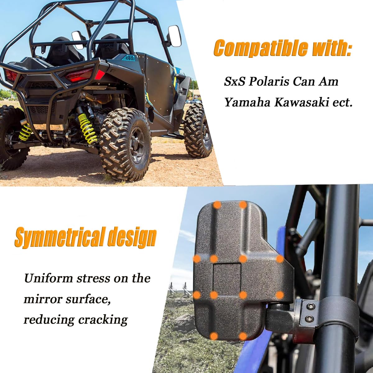 Espejo retrovisor UTV for Segway Fugleman UT10 Crew 2022 2023 2024 2025 2026, espejo lado a ajustable plegable con vidrio resistente a roturas, se adapta a jaula antivuelco de 1.75-2 pulgadas(A)