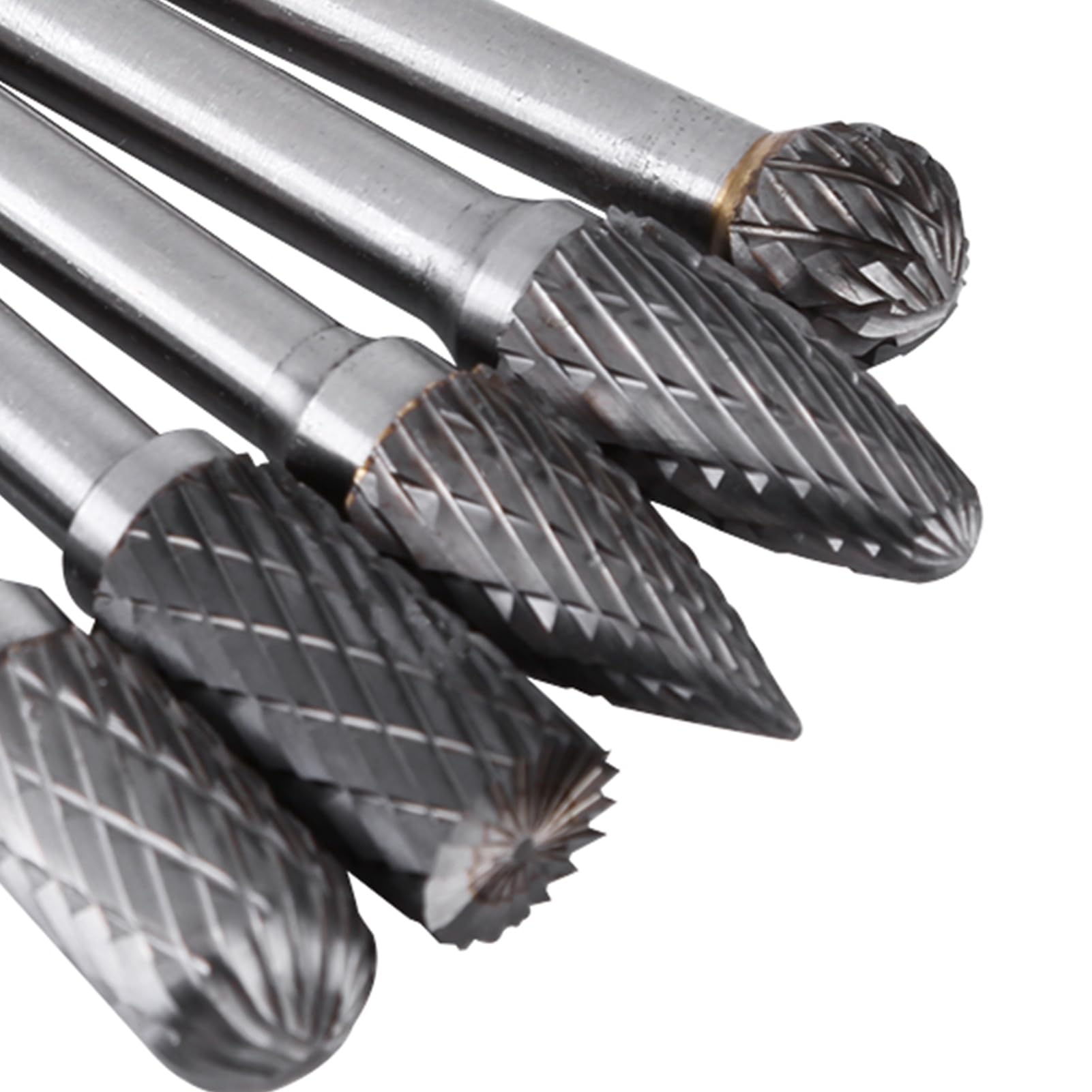 5 pezzi di mole abrasive in acciaio al tungsteno, kit di punte da taglio rotative con gambo da 6 mm e testa da 10 mm per smerigliatrici a stampo, mole rotative in carburo per intag