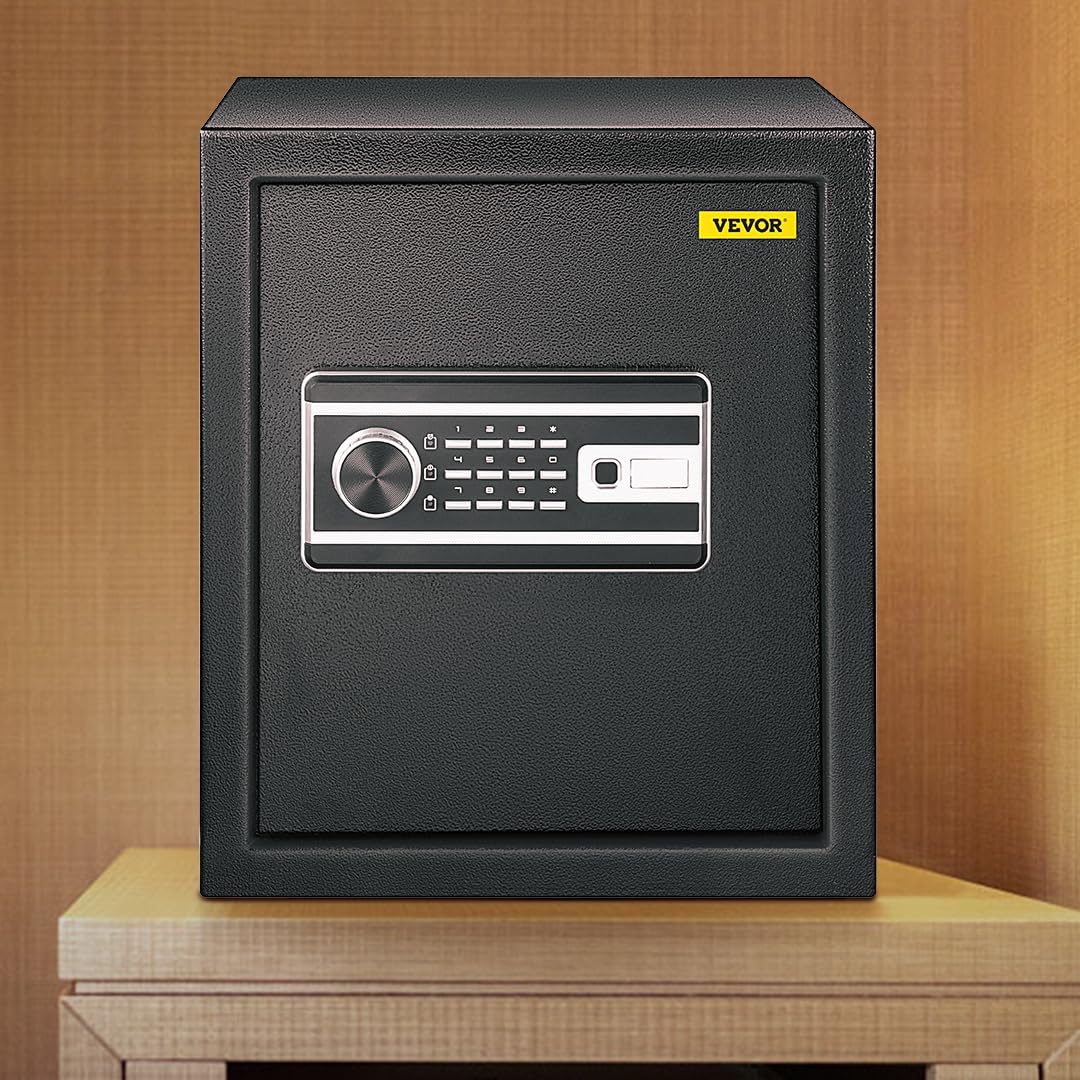 VEVOR Cassaforte con Sensore Impronte Digitali e Tastiera Digitale 35x30x40 cm, Cassetta di Sicurezza con Impronte Digitale Portata 15 kg, Cassetta di Sicurezza Portatile Adatto a Qualsiasi Ambiente
