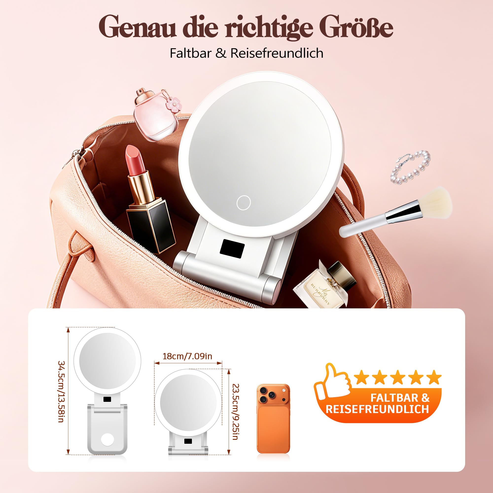 B Beauty Planet 30X/1X Kompaktspiegel mit Beleuchtung – Ansicht 11