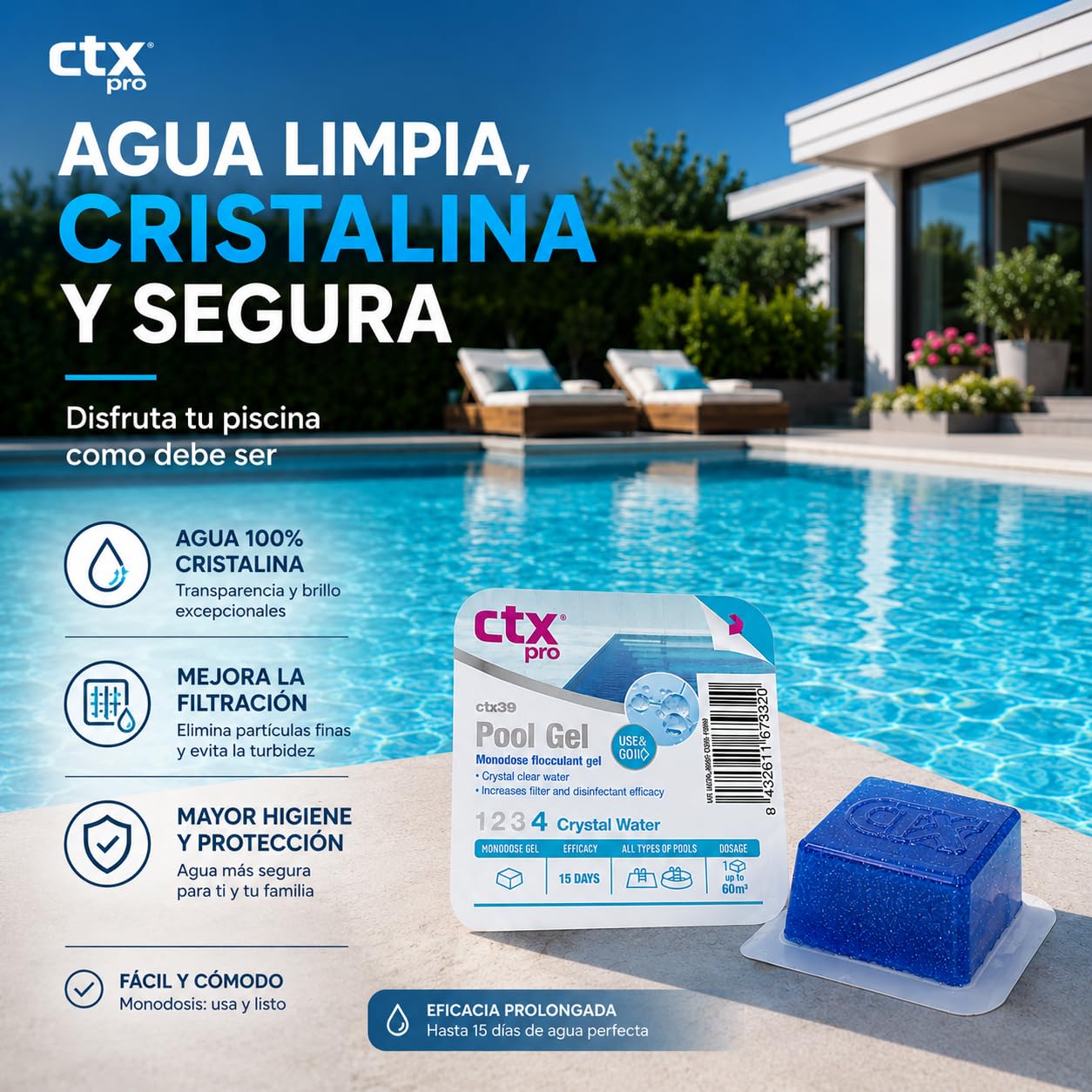 CTX-39 Flocculante in gel per piscine monodose, purificatore