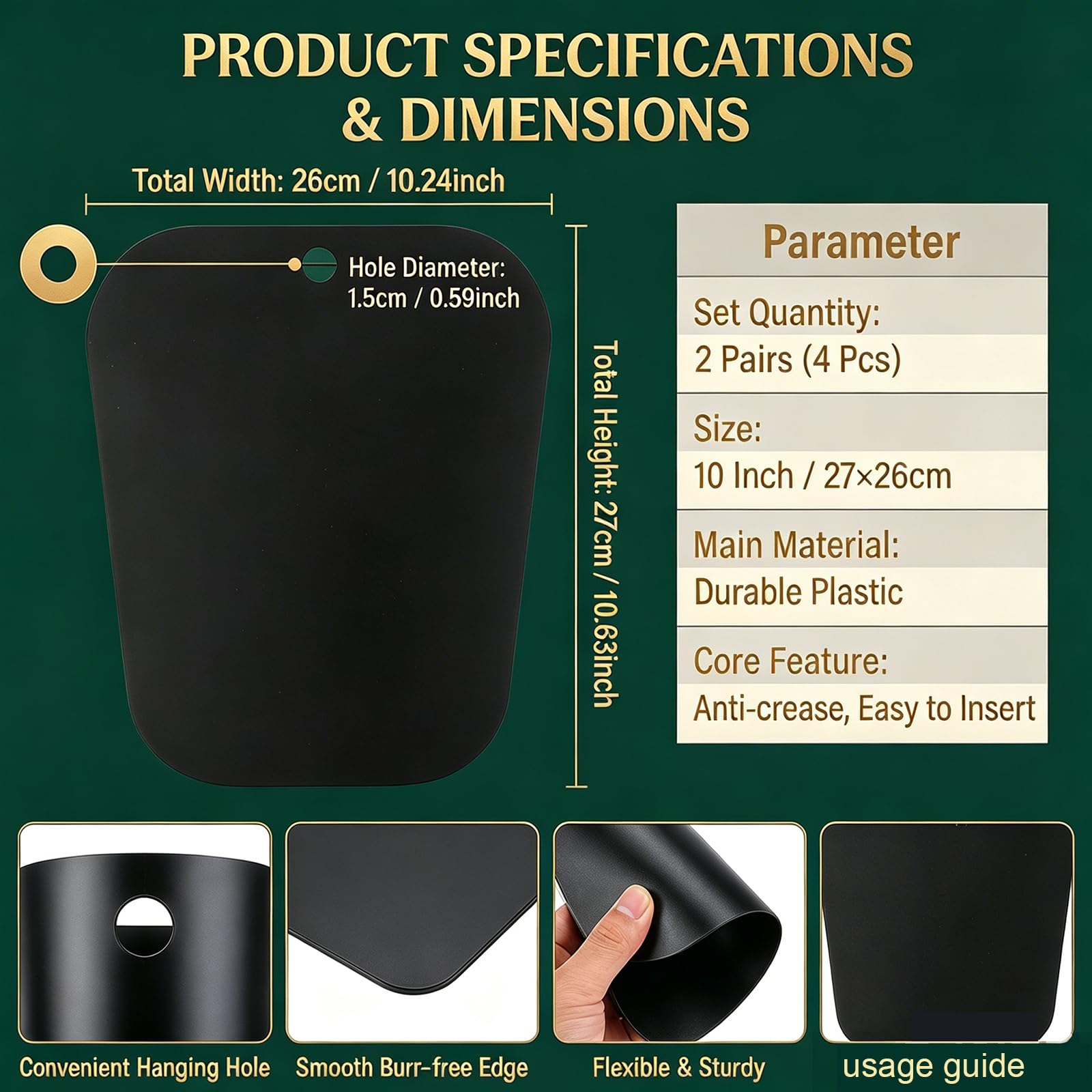 QUUPY 2 pares de insertos de plástico para botas altas para mujer (27 cm)