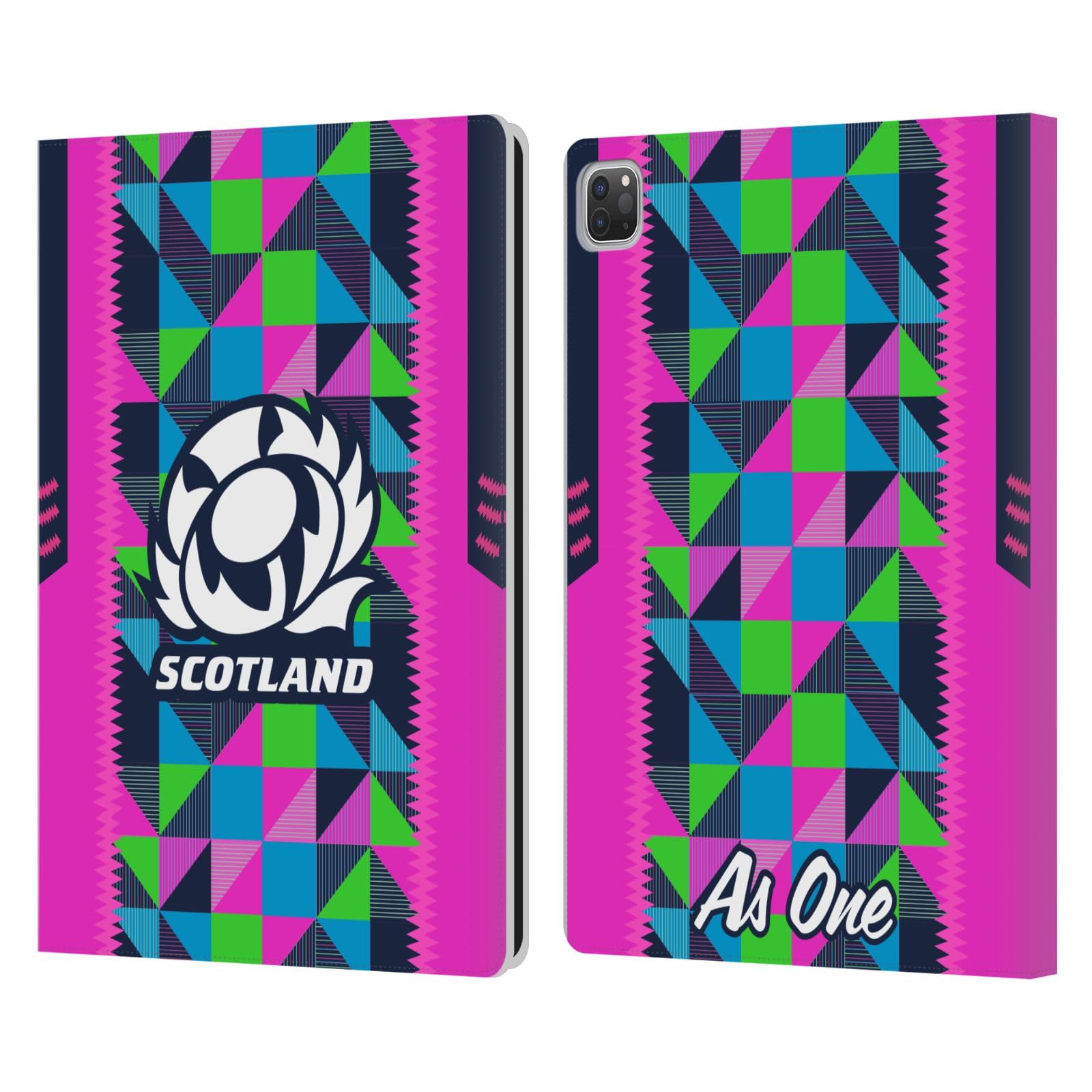 Head Case Designs Officially Licensed Scotland Rugby Neon Training 2023/24 Crest Kit Leather Book Wallet Case Cover Compatible with Apple iPad Pro 12.9 2020/2021/2022