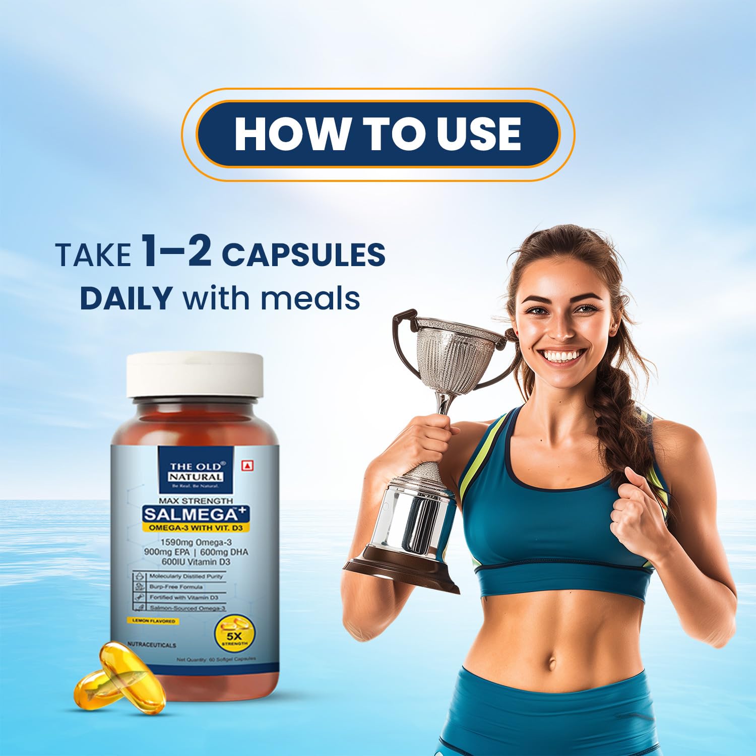 The Old Natural Salmega Omega 3 Fish Oil with Vitamin D3 600 IU – 1590mg High Strength (900mg EPA & 600mg DHA) for Heart, Brain, Joint & Immunity Support – Fish Oil Capsules for Men & Women – 60 Softgels — Amazon image 9