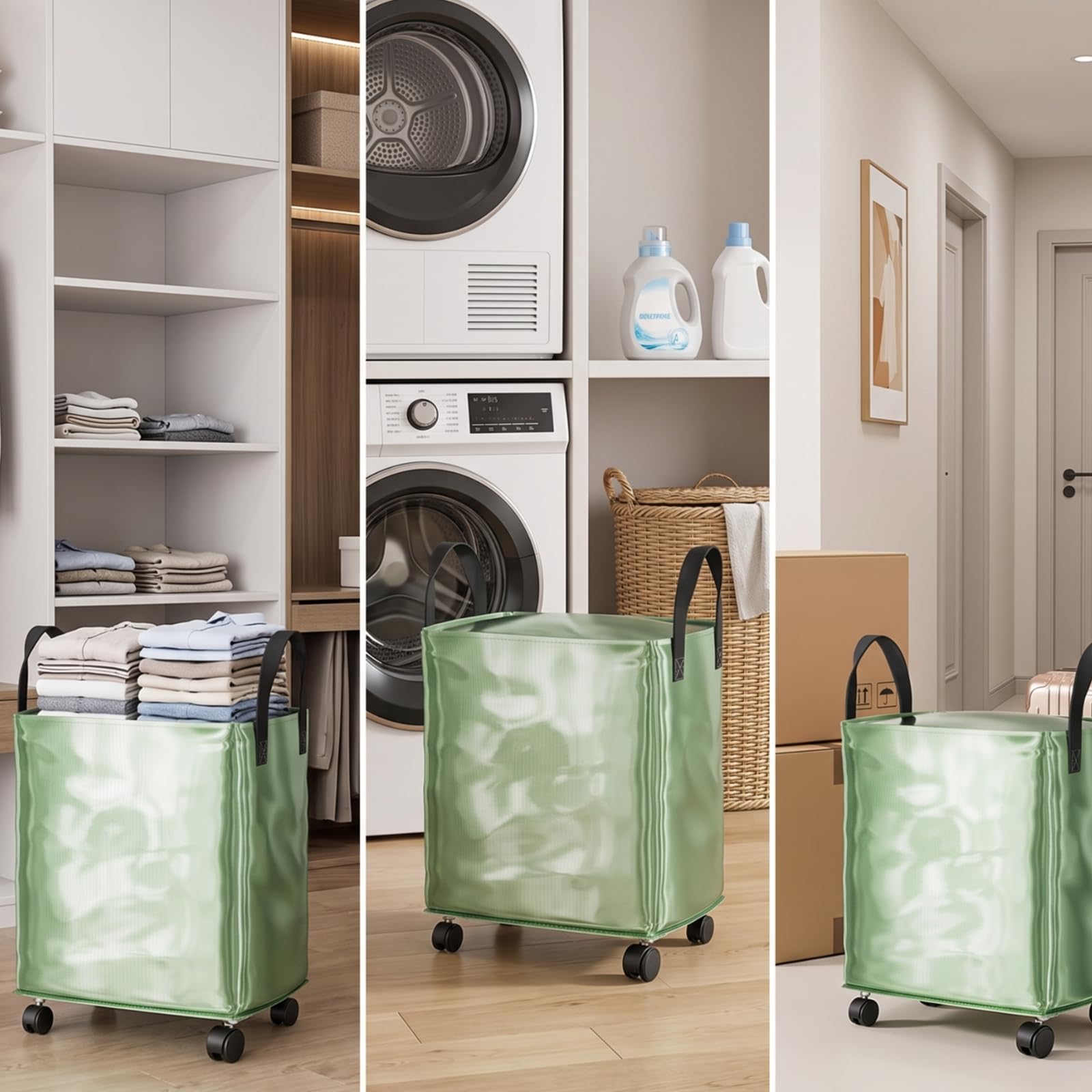 MagiDeal Organizador Almacenamiento con Ruedas | Resisn Al Agua, Impermeables, Bolsas Almacenamiento con, Oro, 50x40x75cm