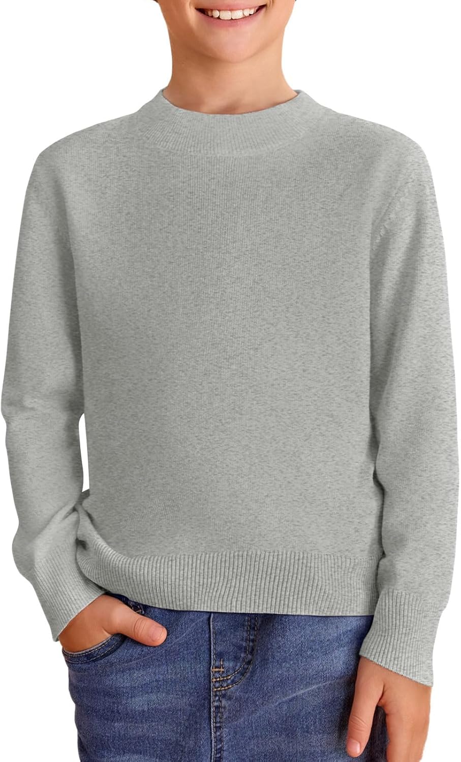 Haloumoning Boys Sweaters Kids Crewneck Long Sleeve Knit Pullover Sweater 5-14 Years