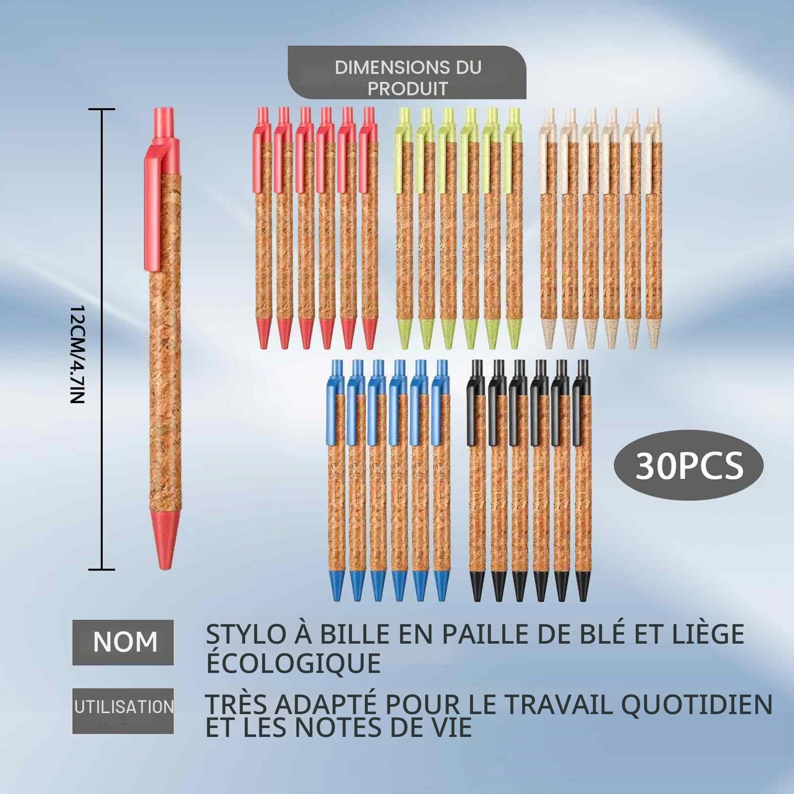 30 pièces Stylo Bois lot, Stylo en bois personnalisé, cadeaux adaptés à la vie quotidienne au bureau et à la maison