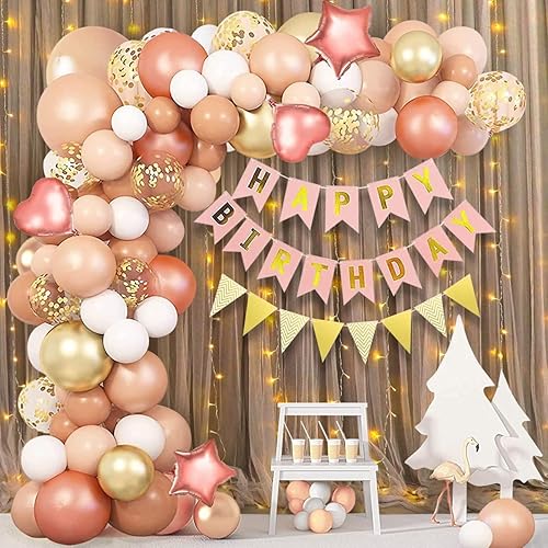 15. Rose Gold Birthday Decoration Kit