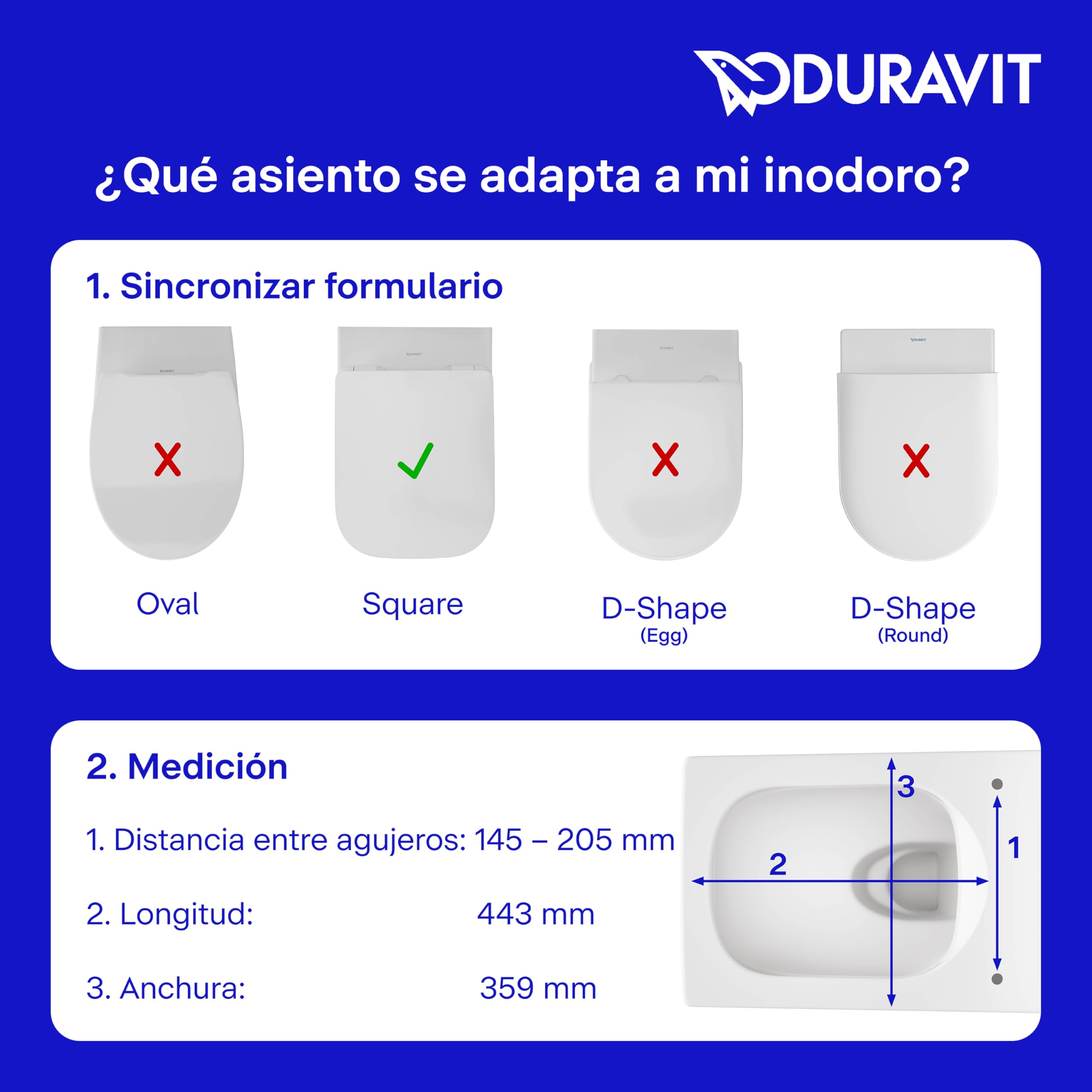 Duravit tapa wc universal, asiento de inodoro angular, tapa wc con doble mecanismo de cierre suave, tapadera wc Cierre rápido para facilitar la instalación, Fabricado en la UE, Blanco