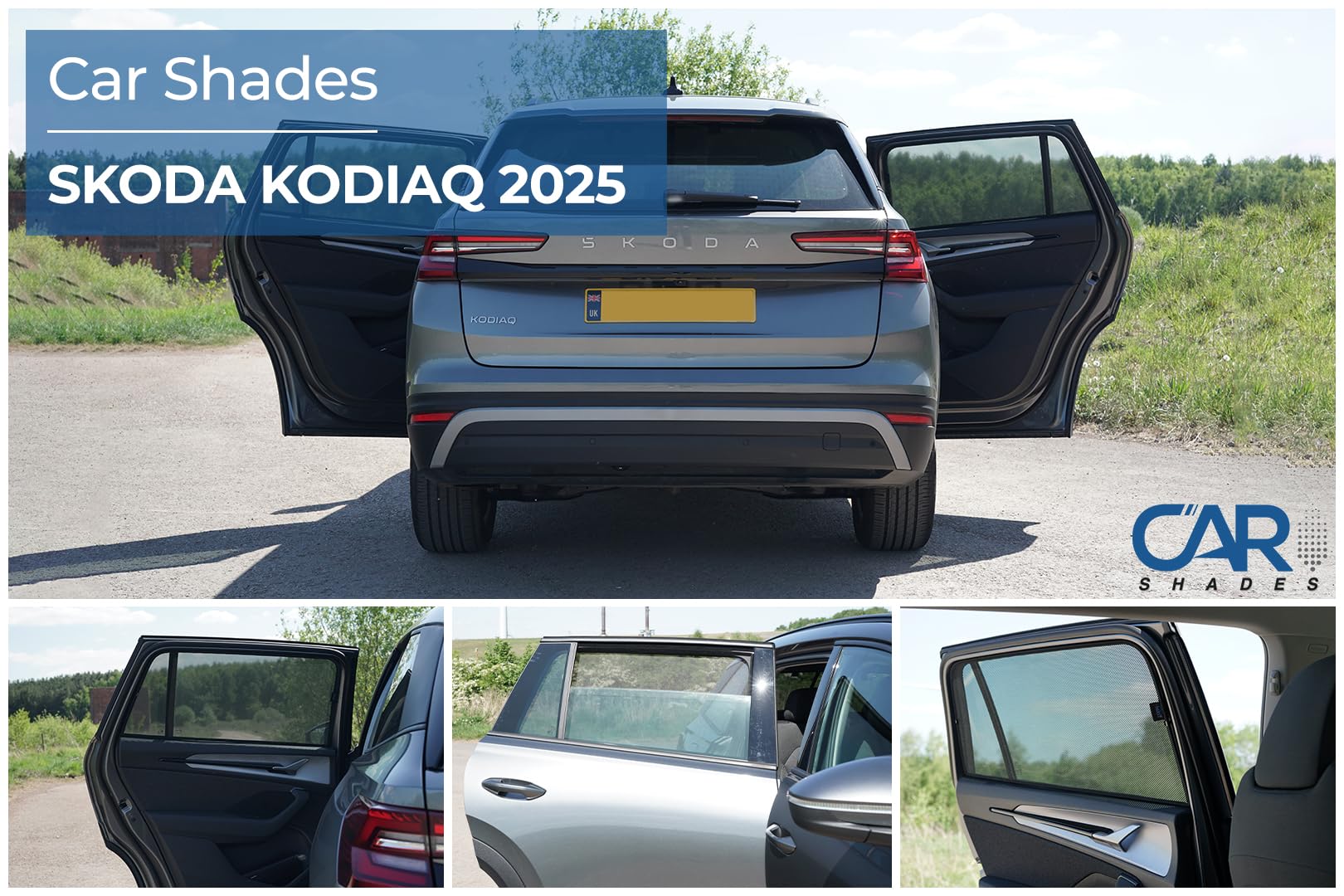 Juego de Car Shades (Puertas traseras) Compatible con Skoda Kodiaq II (PS7) 2024- (2-Partes) cortinillas Parasol a Medida