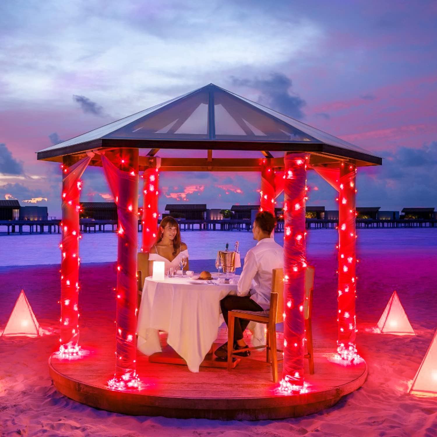 JMEXSUSS 500 LED Red Valentine Lights Indoor Outdoor, 163 FT Clear Wire Red Lights Plug in, 8 Modes Christmas String Light Outdoor Waterproof for Xmas Tree Bedroom Room Halloween - Image 2