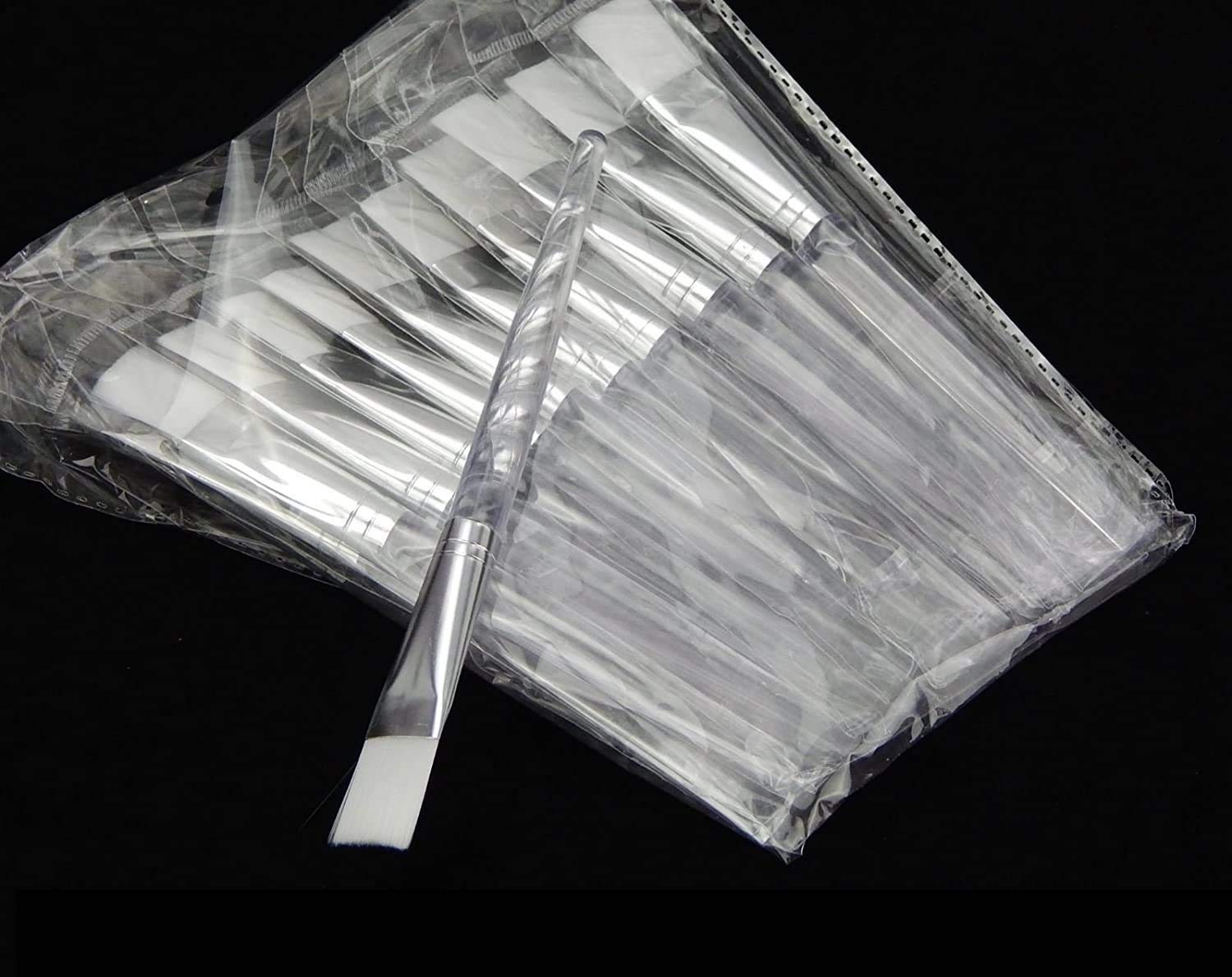 10 PCS Cosmetic Facial Mask Brush Face Treatment Makeup Tool with Clear Plastic Handle