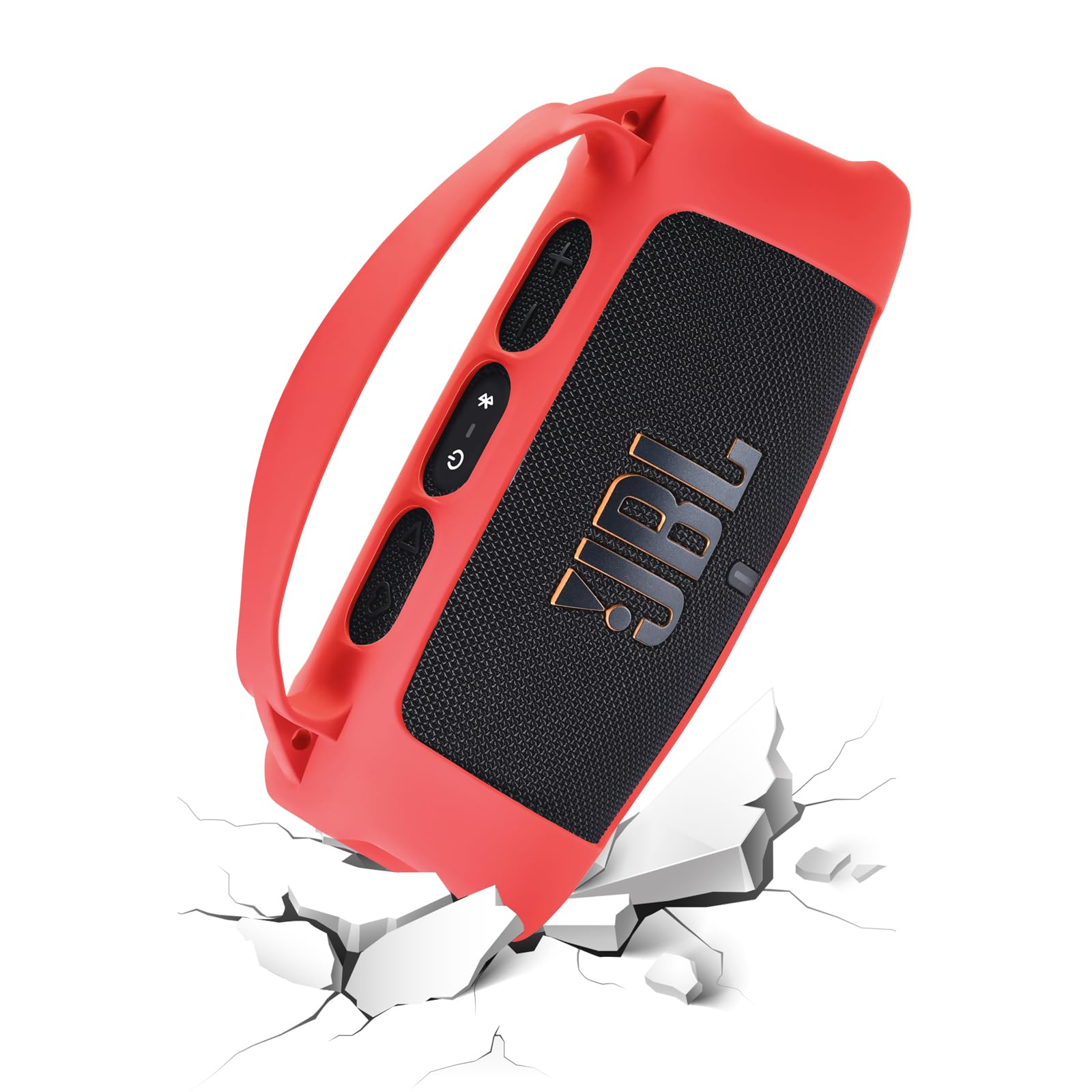 Hzycwgone Silicone Cover Case for JBL Charge 5 Wi-Fi Portable Wireless Speaker, Shoulder Bag Accessories (Red) - Image 3