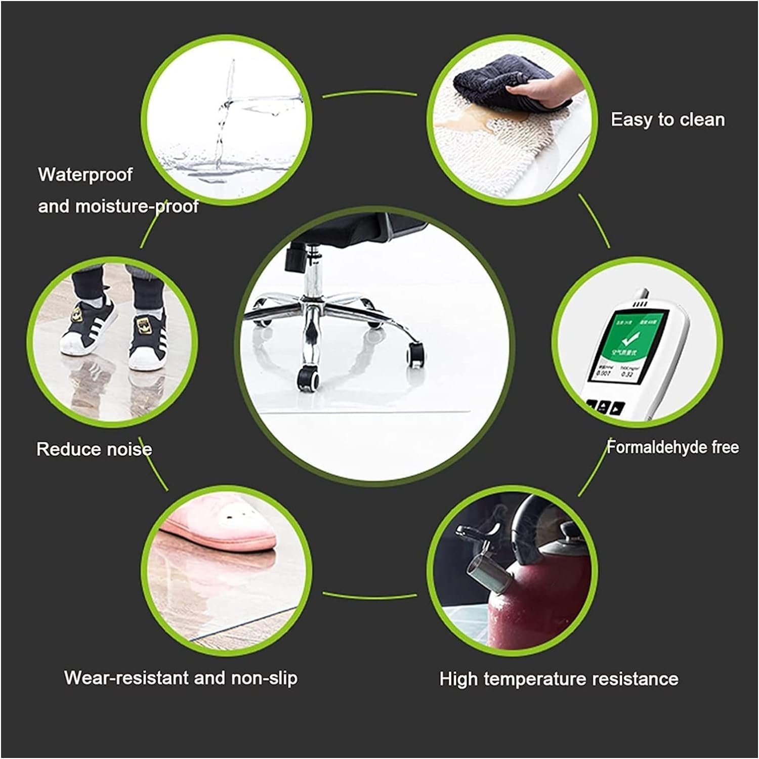 透明ビニール製オフィスチェアマット - 厚さ2mm 滑り止めフロアプロテクター 硬い床用 大型透明長方形デスクマット 長さ100～2