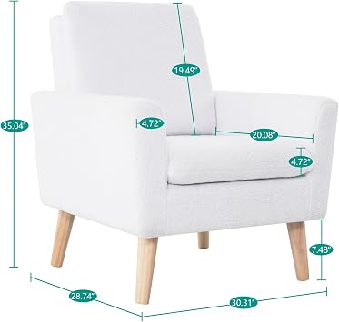 Naomi Home Frida Modern Accent Chair with Plush Fabric, Ergonomic Indoor Lounge Chair, Comfy Arm Chair for Bedroom & Living Room Chairs with Oak Legs and Thick Cushioning
