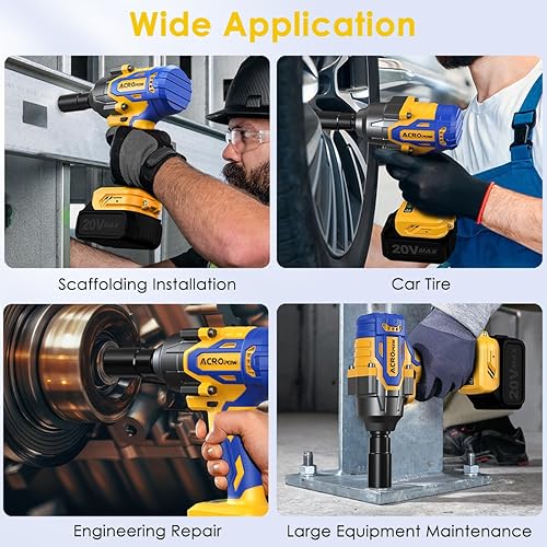Miniatura 7 de Llave de impacto inalámbrica compatible con batería DEWALT 20V MAX, 1/2 pulgada, pistola de impacto de alto par sin escobillas de 665 pies/libra