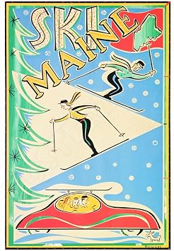 Posterzilla Ski Maine - Vintage-Style Poster Wall Art by Artist Francis Hamabe 24"x36"