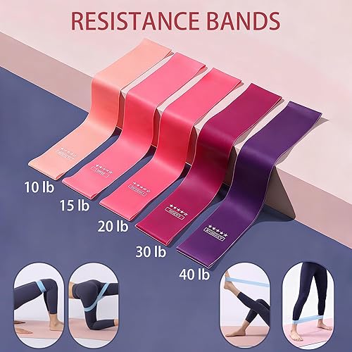 Miniatura 4 de Kit de pilates para entrenamientos en casa, juego de equipo de pilates con anillo, bola, 5 bandas de resistencia, aro circular mágico, discos