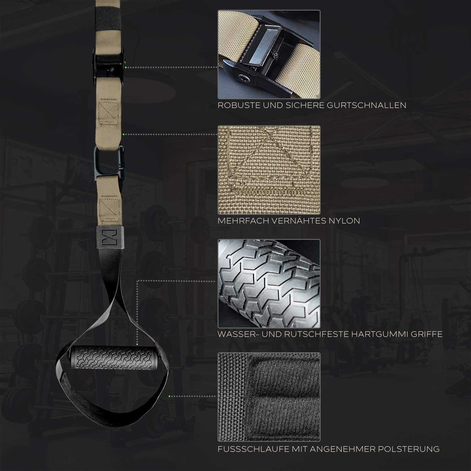 Elite Schlingentrainer-Set mit 3 Befestigungslösungen (inkl. Türanker), Premium Sling Trainer/Suspension Trainer für zuhause und unterwegs