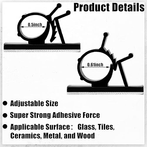 Miniatura 3 de Clips de cables autoadhesivos ajustables de 1.46 x 0.72 pulgadas, abrazaderas de comando sin taladro, organizadores de cables para oficina en casa