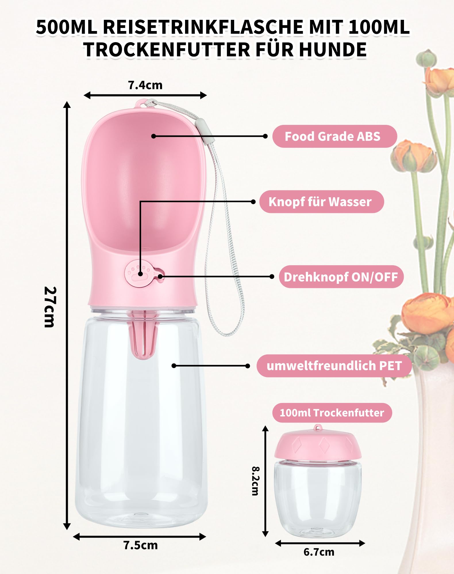 Butelka na wodę dla psa, przenośny dozownik 550 ml