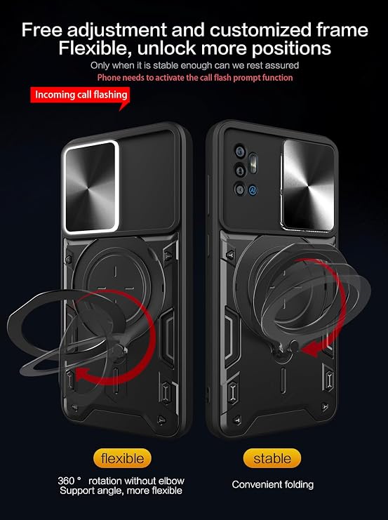 Compatible with ZTE Blade A71 Case,with Slide Camera Lens Cover Compatible with ZTE Blade A71 A7030 Case Black