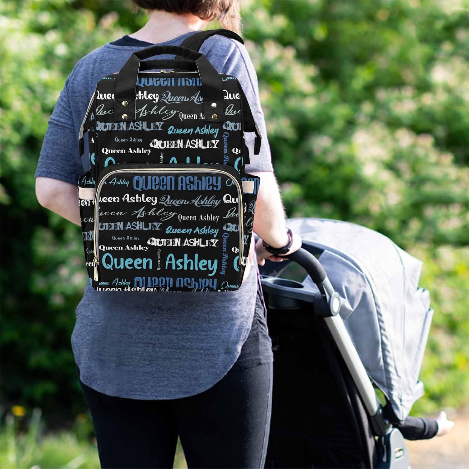 InterestPrint Personalized your own name with navy background Diaper Baby Bags for Boys & Girls Baby Backpack Shower Gifts
