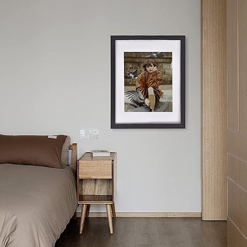 Miniatura 6 de Juego de 4 portarretratos de 8 x 10 pulgadas, portarretratos negros con paspartú, fotos de 5 x 7 o 8 x 10 pulgadas sin paspartú, vidrio de PVC, para