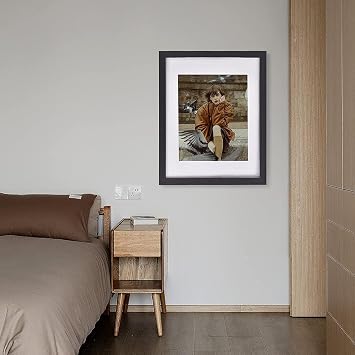 pojah 8x10 Black Picture Frame Set of 4,Wall or Tabletop,HD Plexiglass