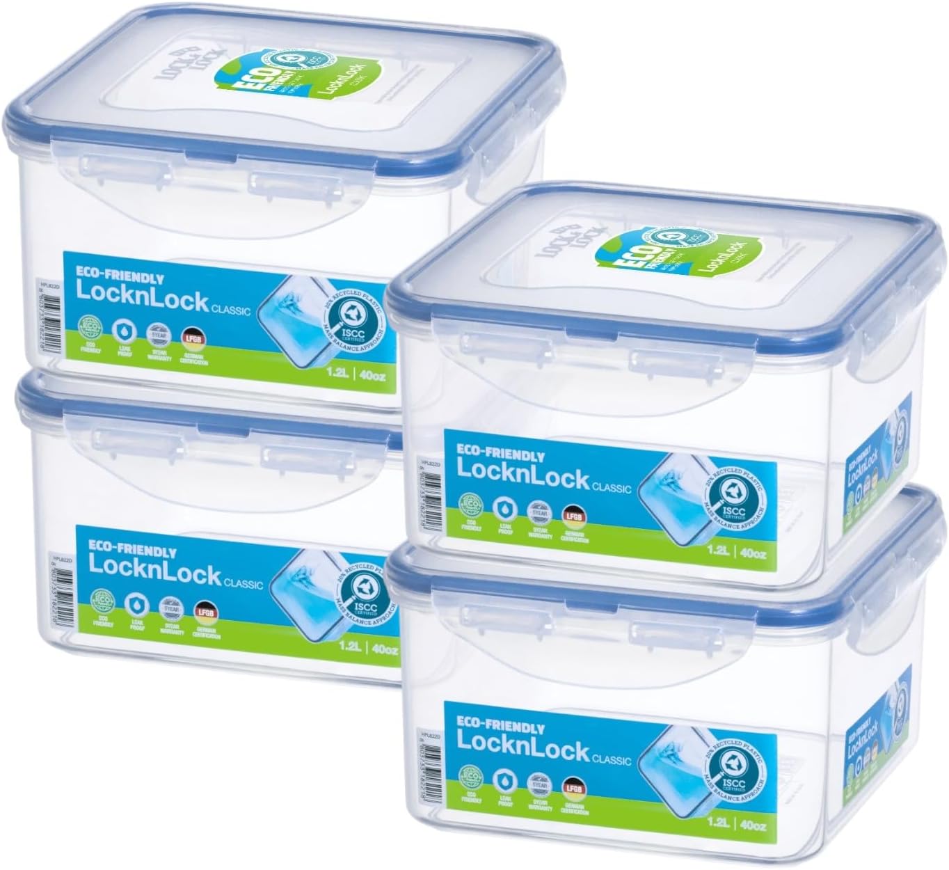 HPL822DS4 Easy Essentials Container Food Storage Bin Set, Polypropylene Silicone, Clear