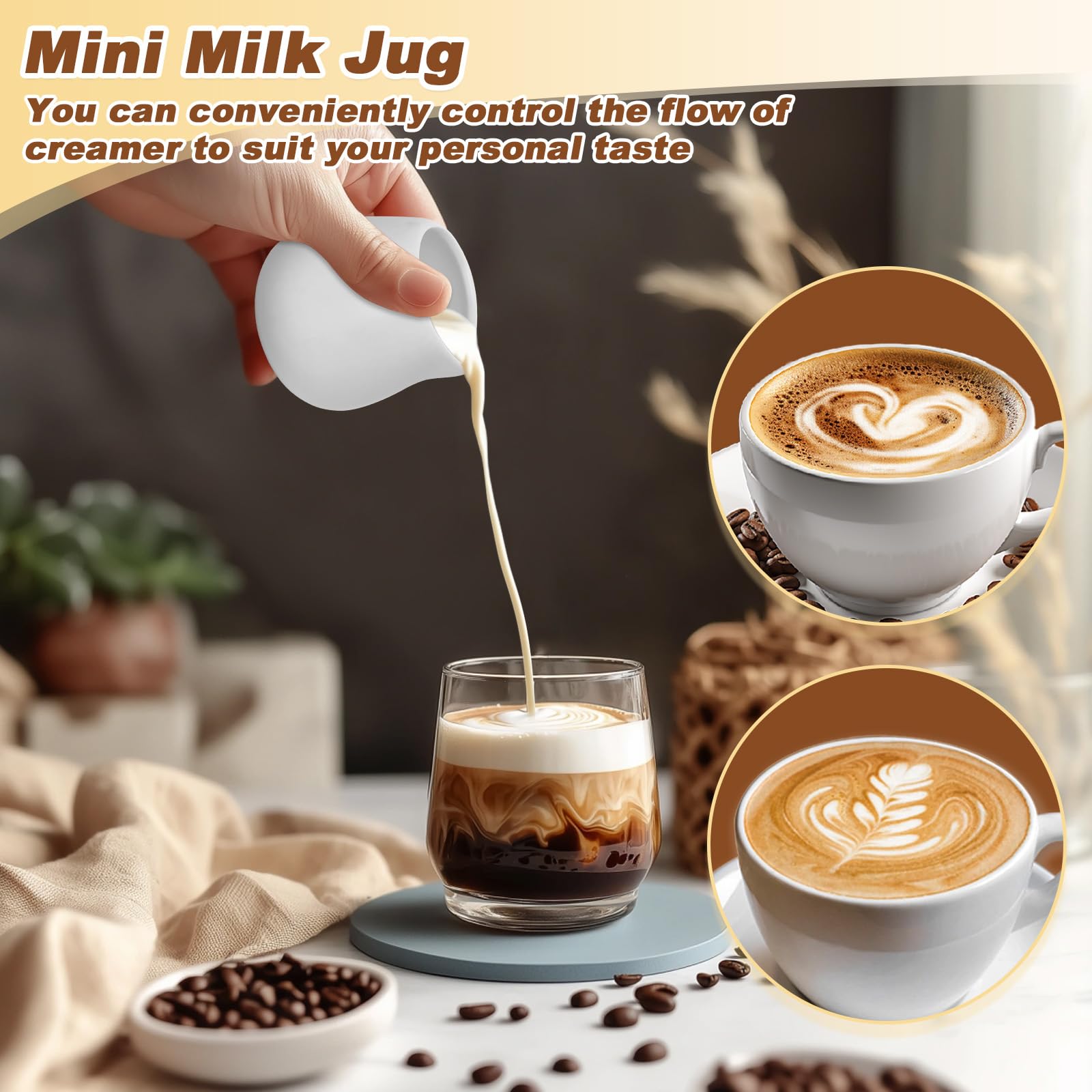 Caraffa piccola per il latte, 12 pezzi mini caraffa per salsa da 50 ml, caraffa per il latte in ceramica bianca, senza manico, adatta per panna da caffè e salse