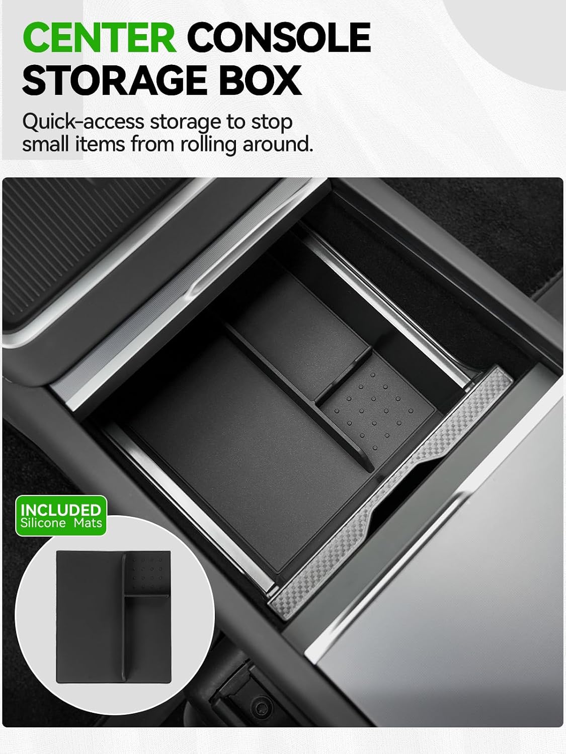 Condition photo showing New/Like New for 9pcs center console organizer tray for 2024 2025 2026tesla model 3 accessories, armrest hidden storage box cupholder charger pad for tesla model 3 highland 24-26 model 3 highland 9pcs