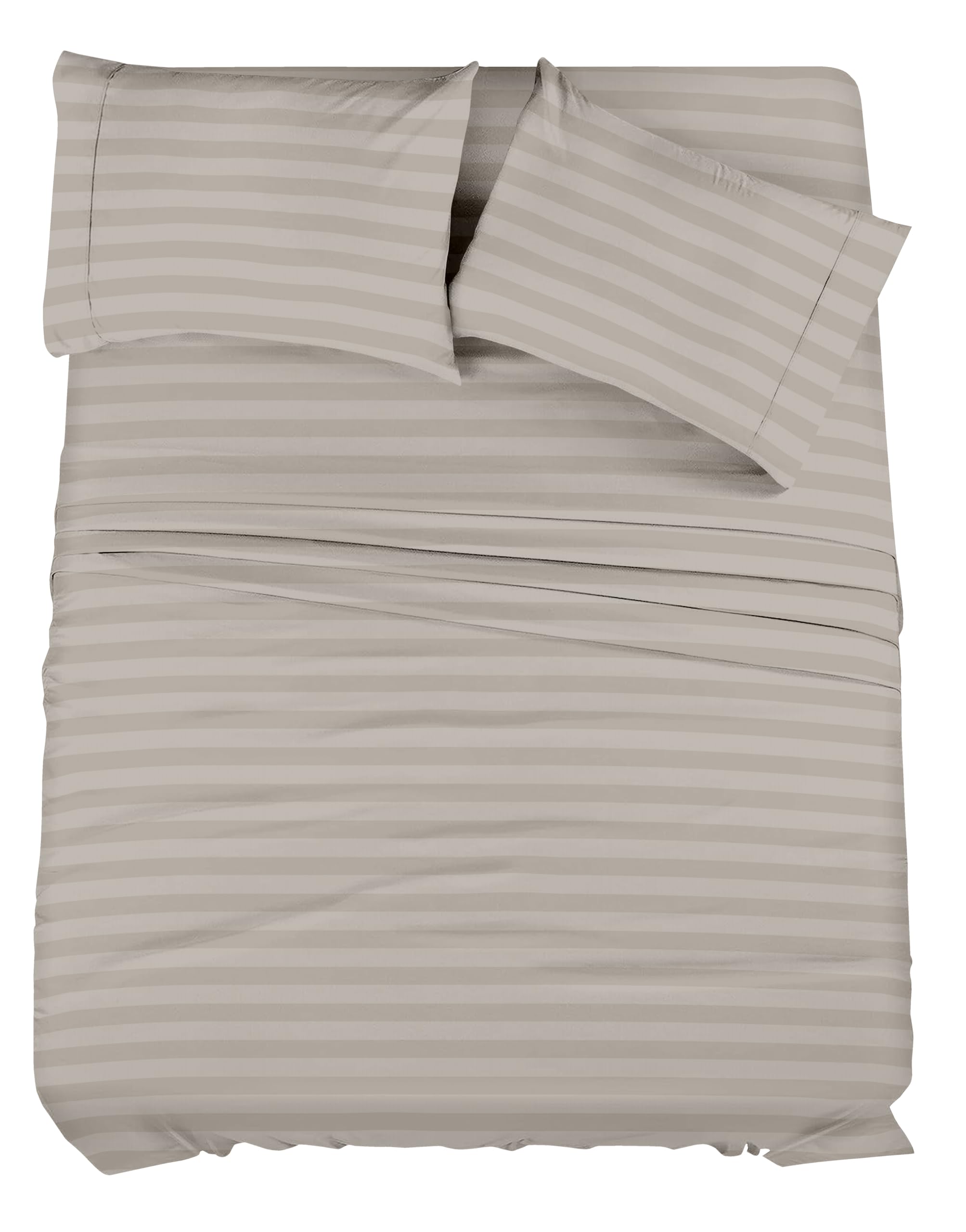 Lauren Smith-King 3-Piece Cotton Sheet Set - 400 Thread Count Sateen, Deep Pocket, Hotel Stripe (Sage Stripe)