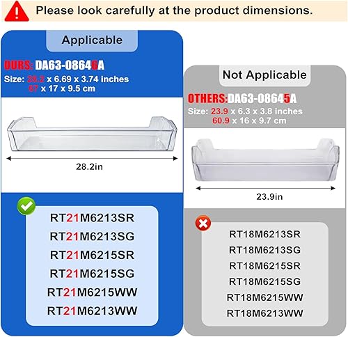 Miniatura 2 de DA63-08646A - Estante para puerta de refrigerador de 28 pulgadas, estante de repuesto compatible con Samsung RT21M6213SR, RT21M6215SG