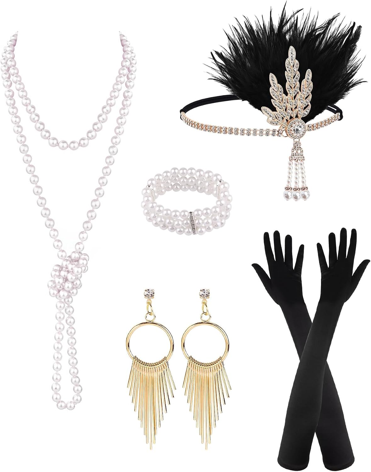 PLULON 1920s Accessories for Women, Great Gatsby Flapper Dress Accessories Fashion Roaring 20s Costume for Women
