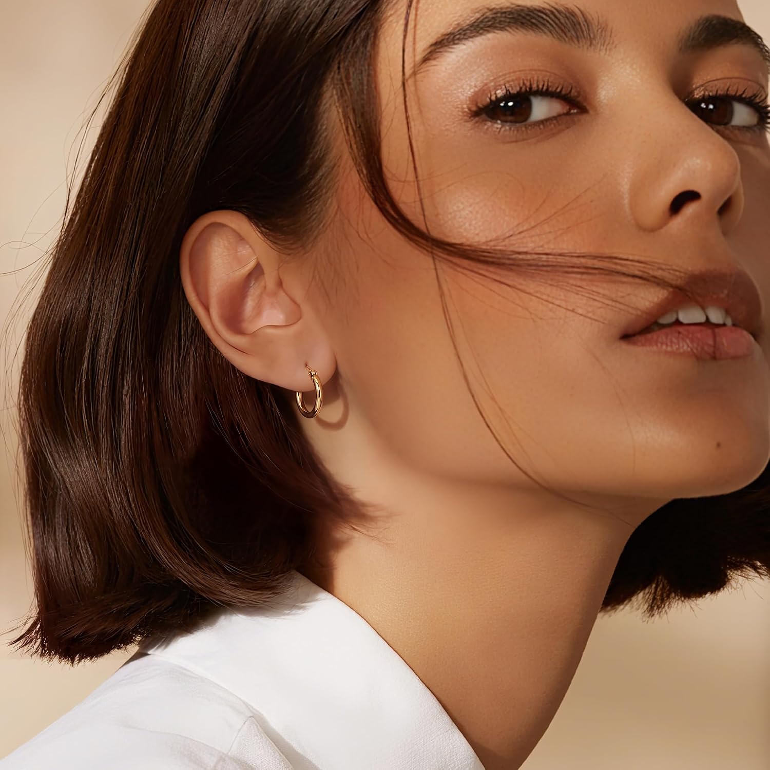 Gold Hoop Earrings 14K Gold Earrings for Women 14K Gold Hoop Earring for Women Hoops Definition of Quiet Luxury Hoops Earring for Womens 14/16/18mm