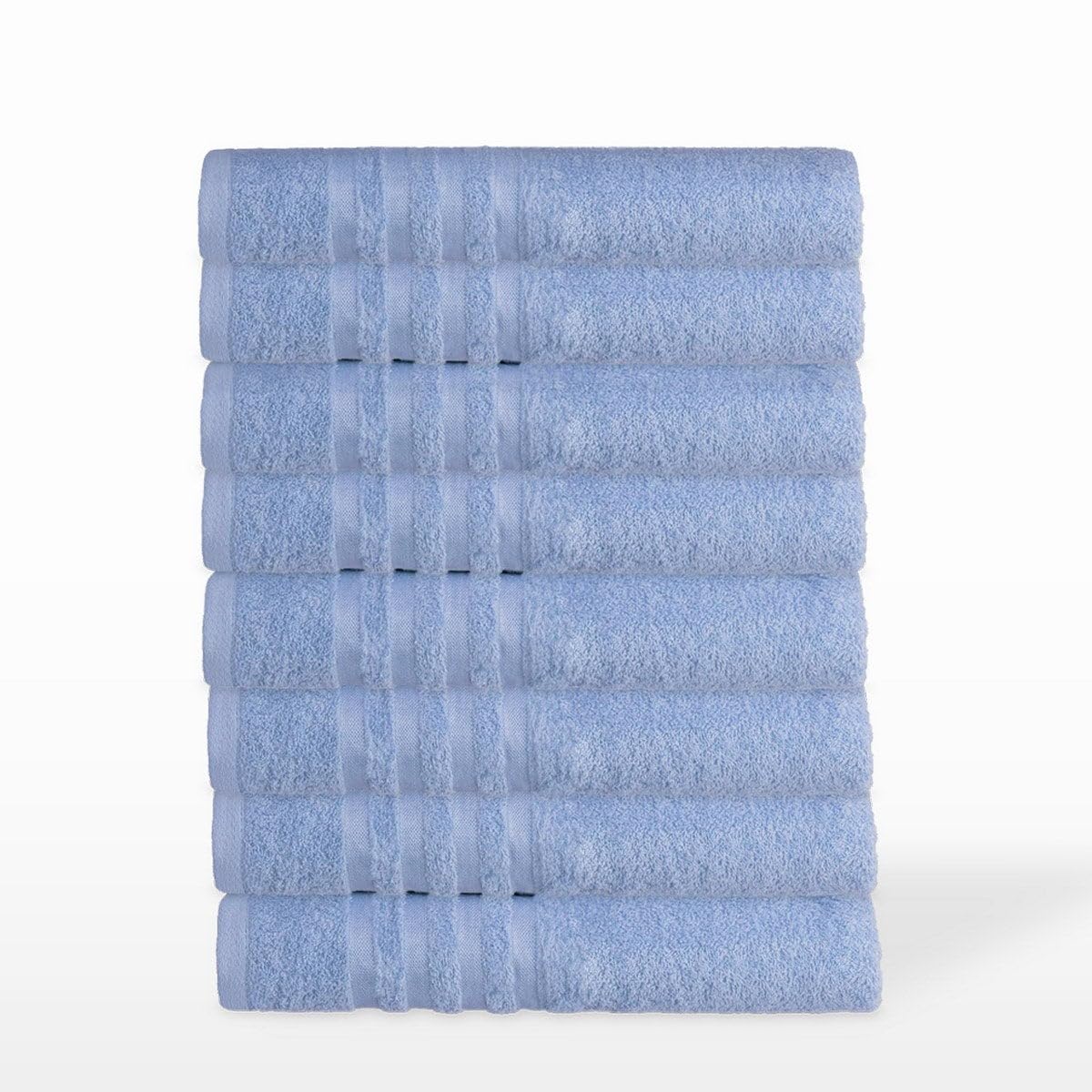 Juego de 8 Toallas de baño Color Azul 100% algodón Rizo de 140x70 cm | Tejido suave de gran gramaje con alta absorción. Aptas para lavadora, de uso diario.